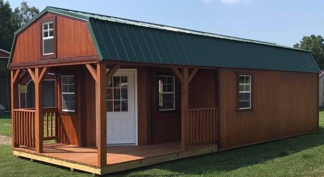 Urethane cabin with wrap around porch and green roof